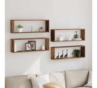 vidaXL Mensola da Parete 4 pcs Legno Antico 80 x 15 x 26 cm