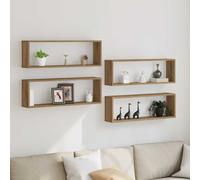 vidaXL Mensola da Parete 4 pcs Quercia Artigianale 80 x 15 x 26 cm