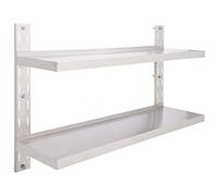 vidaXL Mensola da Parete a Sospensione a 2 Livelli Anticorrosione Espositore Scaffale Galleggiante Staffe di Montaggio in Acciaio Inox 120x30 cm