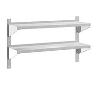 vidaXL Mensola Muro 2 Ripiani 100x30x60cm Argento Acciaio Inossidabile