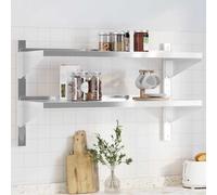 vidaXL Mensola Muro 2 Ripiani 100x40x60cm Argento Acciaio Inossidabile, mensola sospesa, mensola sospesa a muro, scaffale espositivo a muro
