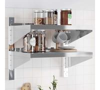 vidaXL Mensola Muro 2 Ripiani 50x40x48 cm Argento Acciaio Inossidabile