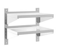 vidaXL Mensola Muro 2 Ripiani 50x40x48cm Argento Acciaio Inossidabile, mensola sospesa, mensola sospesa a Muro, scaffale espositivo a Muro