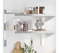 vidaXL Mensola 2 Ripiani 75x40x60cm Argento Acciaio Inossidabile, Scaffale Espositivo Sospeso a Muro