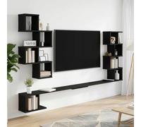vidaXL Mensola per TV da muro Rovere Nero 200 x 15 x 94 cm