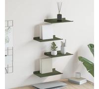 vidaXL Mensola sospesa 4 pcs Verde oliva 30 x 18 x 2,5 cm Acciaio