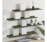 vidaXL Mensola sospesa 4 pcs Verde oliva 80 x 18 x 2,5 cm Acciaio