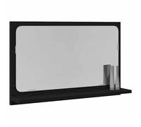 vidaXL Mensola Specchio con Lo scaffale Rovere Nero 60 x 10,5 x 37 cm, Mobile da Bagno, Specchio Rettangolare, unità a Parete Moderna, Grande vano, Esposizione Decorativa