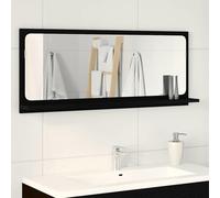 vidaXL Mensola Specchio con lo scaffale Rovere Nero 90 x 10.5 x 37 cm