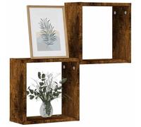 vidaXL Mensole a Cubo 2 pz Rovere Fumo 30x15x30 cm, mensola a muro, scaffale a parete, scaffale pensile, scaffale a muro, mensola a parete