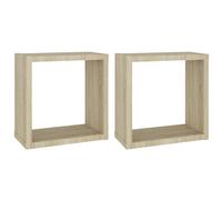 vidaXL Mensole a Cubo 2 pz Rovere Sonoma 30x15x30 cm