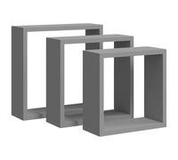 vidaXL Mensole a Cubo da Parete 3 pz Grigie in MDF