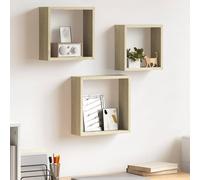 vidaXL Mensole a Cubo da Parete 3 pz Rovere Sonoma