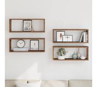 vidaXL Mensole a Cubo Muro 4 pz Legno Antico 60x15x23 cm in Truciolato, mensola a Muro, scaffale a Parete, scaffale pensile, scaffale a Muro