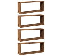 vidaXL Mensole a Cubo Muro 4 pz Legno Antico 60x15x23 cm in Truciolato