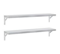 vidaXL Mensole a Muro 2 pz 100x23,5 cm Argento in Acciaio Inossidabile