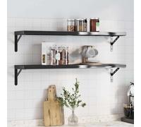 vidaXL Mensole a Muro 2 pz 100x23,5x3 cm Nero in Acciaio Inossidabile, mensola sospesa, mensola sospesa a Muro, scaffale espositivo a Muro