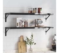 vidaXL Mensole a Muro 2 pz 100x30 cm Nero in Acciaio Inossidabile