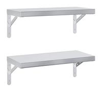 vidaXL Mensole a muro 2 pz 50x23,5 cm Argento Acciaio inossidabile