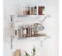 vidaXL Mensole a Muro 2 pz 50x23,5x3cm Argento in Acciaio Inossidabile, mensola sospesa, mensola sospesa a Muro, scaffale espositivo a Muro
