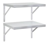vidaXL Mensole a Muro 2 pz 50x40 cm Argento in Acciaio Inossidabile, mensola sospesa, mensola sospesa a Muro, scaffale espositivo a Muro