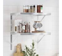 vidaXL Mensole a Muro 2 pz 50x40 cm Argento in Acciaio Inossidabile, mensola sospesa, mensola sospesa a Muro, scaffale espositivo a Muro