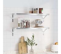 vidaXL Mensole a Muro 2 pz 75x23,5 cm Argento in Acciaio Inossidabile