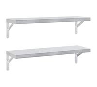 vidaXL Mensole a Muro 2 pz 75x23,5 cm Argento in Acciaio Inossidabile
