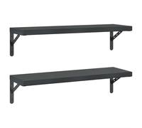 vidaXL Mensole a Muro 2 pz 75x23,5 cm Nero in Acciaio Inossidabile, mensola sospesa, mensola sospesa a Muro, scaffale espositivo a Muro
