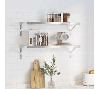 vidaXL Mensole a Muro 2 pz 75x23,5x3cm Argento in Acciaio Inossidabile, mensola sospesa, mensola sospesa a Muro, scaffale espositivo a Muro