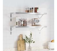 vidaXL Mensole a Muro 2 pz 75x30 cm Argento in Acciaio Inossidabile, mensola sospesa, mensola sospesa a Muro, scaffale espositivo a Muro