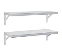 vidaXL Mensole a Muro 2 pz 75x30 cm Argento in Acciaio Inossidabile, mensola sospesa, mensola sospesa a Muro, scaffale espositivo a Muro