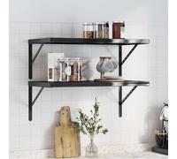 vidaXL Mensole a Muro 2 pz 75x40 cm Nero in Acciaio Inossidabile