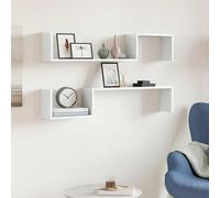 vidaXL Mensole a Muro 2 pz Bianco Lucido 100x15x20cm Legno Multistrato