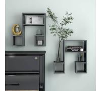 vidaXL Mensole a Muro 2 pz Grigio Lucido 50x15x50 cm Legno Multistrato
