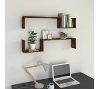 vidaXL Mensole a Muro 2 pz Rovere Fumo 100x15x20 cm Legno Multistrato