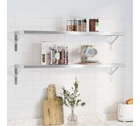 vidaXL Mensole a Muro 2pz 100x23,5x3cm Argento in Acciaio Inossidabile, mensola sospesa, mensola sospesa a muro, scaffale espositivo a muro