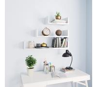 vidaXL Mensole a Muro 3 pz Bianco Lucido in Legno Multistrato