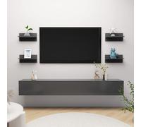 vidaXL Mensole a Muro 4 pz Grigie 40x11,5x18 cm in Legno Multistrato