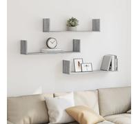 vidaXL Mensole a Parete 3pz Grigio Sonoma 80x18x18 cm in Truciolato, scaffale a Muro, scaffale espositivo, espositore a Muro, scaffale pensile