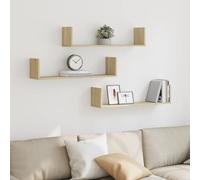 vidaXL Mensole a Parete 3pz Rovere Sonoma 80x18x18 cm in Truciolato, scaffale a Muro, scaffale espositivo, espositore a Muro, scaffale pensile