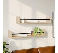 vidaXL Mensole a Parete con Aste 2pz Rovere Sonoma 80x16x14 cm