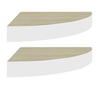 vidaXL Mensole Angolari 2pz Rovere e Bianco 25x25x3,8 cm in MDF