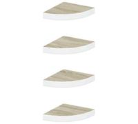 vidaXL Mensole Angolari 4 pz Rovere e Bianco 25x25x3,8 cm in MDF