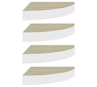 vidaXL Mensole Angolari 4 pz Rovere e Bianco 25x25x3,8 cm in MDF