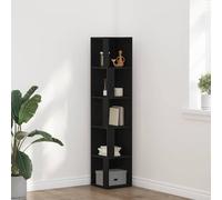 vidaXL Armadietto angolare in rovere nero, 33 x 164,5 cm, moderno scaffale in legno ingegnerizzato con 5 ripiani per soggiorno, camera da letto o ufficio