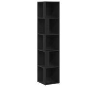 vidaXL Armadietto angolare in rovere nero, 33 x 164,5 cm, moderno scaffale in legno ingegnerizzato con 5 ripiani per soggiorno, camera da letto o ufficio