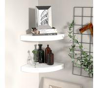vidaXL Mensole Angolari Sospese 2 pz Bianco Lucido 25x25x3,8 cm MDF