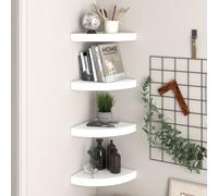 vidaXL Mensole Angolari Sospese 4 pz Bianco Lucido 25x25x3,8 cm MDF