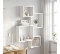 vidaXL Mensole Cubo da Parete A parete Bianco 64 x 13,5 x 91,5 cm, Soggiorno, mensola rettangolare, design moderno, grande capacità, organizer a cubo, mobile funzionale